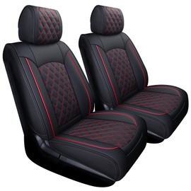 YIERTAI Truck Seat Covers for Toyota Tundra 2008-2023 2024 2025 Crewmax Double Cab Limited Platinum 1794 Edition Tundrasine Concept Waterproof Leather(2 PCS Front only/Black-Red)