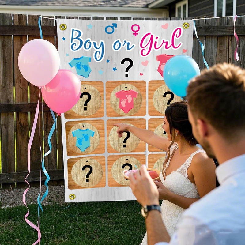 Gender Reveal Tic Tac Toe Board Game for Boys or