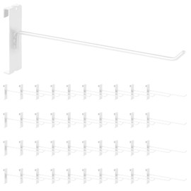 Yauhar 40Pcs 10" Gridwall Display Hooks Assortment Set, White Metal Grid Wall Panel Hanging Display Hook for Garage Shop Retail Storage, Wire Diameter 5mm/ 0.2”