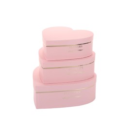 Lassos Boutique Set of 3 Heart Shaped Gift Boxes Decorative Heart Gift Flower Wrapping Boxes for Wedding, Birthday, Anniversary, Valentine's Day, Mother's Day, Baby Showers (Pink)