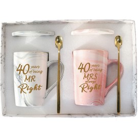 40th Wedding Anniversary Coffee Mugs 40th Wedding Mugs 40 Year Parents Anniversary Mugs 40th Anniversary Mugs for Couple Her Husband Wife Parents 40th Mr Right Mrs Always Right Coffee Mugs 14 Ounce