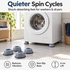 Washing Machine Anti-Vibration Pads – 8 Pack Shock-Absorbing Feet for Washer, Dryer & Refrigerator with 4 cm Raised Base