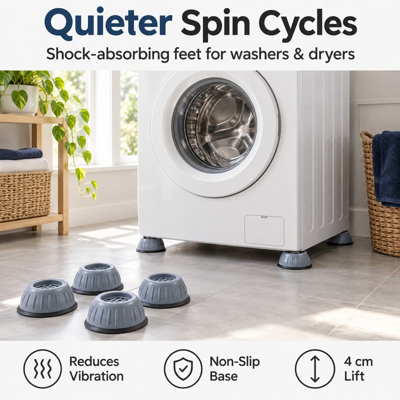 Washing Machine Anti-Vibration Pads – 8 Pack Shock-Absorbing Feet for
