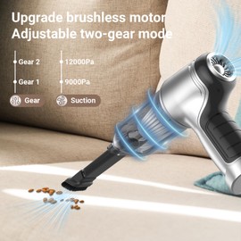 Tecfino Wireless Handheld Car Vacuum Cleaner, Mini Cordless Rechargeable Car Vacuum Cleaner High Power, 3 in 1 Strong Suction Portable Vacuum Cleaner for Car/Home/Office/Pet Hair Cleaning,Silver