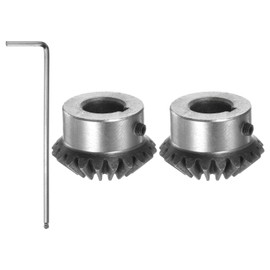 HARFINGTON 2pcs Bevel Gear 2M 20 Teeth 16mm Shaft Hole 1:1 Tapered Pinion Gear with 5mm Keyway 45# Steel 2 Module 90 Degree Steering Gear with M5 Fixing Hole, for Hardware Mechanical Rotation