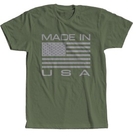 Made in USA Patriotic US Flag T-Shirt Military Green XL