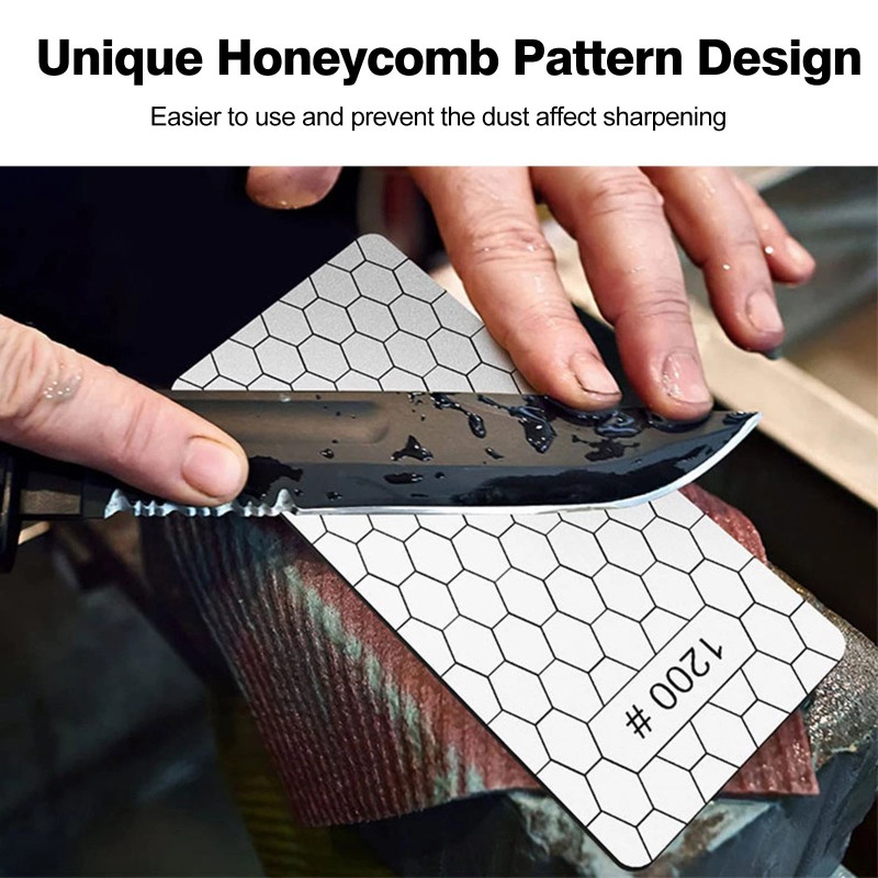 iBrookAuction 5Pcs Diamond Sharpening Stone Set Honeycomb Surface Whetstone 200-1200