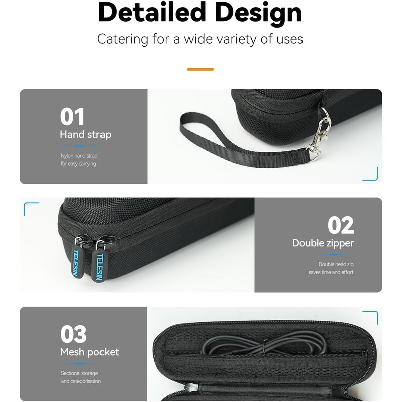 TELESIN Small Travel Hard Carry Case for DJI Pocket 3