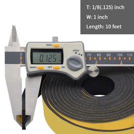 DOBTIM Self Adhesive Rubber Strips 1/8 (.125)" Thick X 1" Wide X 10'Long, Solid Neoprene Rubber Roll with Stick Backing,Perfect for Pads, Gasket, DIY Projects