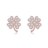 Reffeer Solid 925 Sterling Silver CZ Four Leaf Clover Earrings
