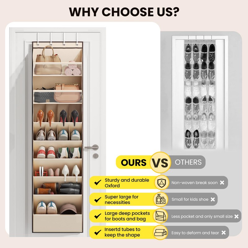Mefirt 8 Tier Clear Over the Door Shoe Organizer with