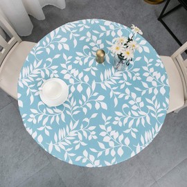 und Mantel ajustable de vinilo con parte trasera de franela, tela de mesa elástica, impermeable, a prueba de aceite, se adapta a mesas de hasta 57 a 65 pulgadas de diámetro
