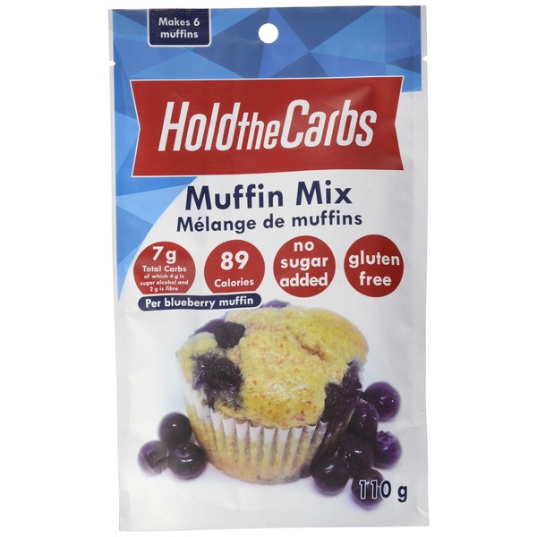 HoldTheCarbs Keto Muffin Mix with Stevia and Erythritol, Low Carb Gluten-Free with Only 1g Sugar, All Natural, No Added Sugar & Low Calorie, 110g