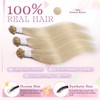 Elailite Real Hair Extensions Bondings Platinum Blonde 25 Strands 25
