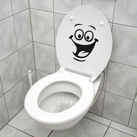 Iron containing Funny Smiley Face Toilet Sticker Bathroom Kitchen Wall Sticker Room Decor PVC One Size Sticker