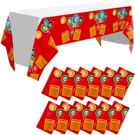 VitalCozy 12 Pcs 108 x 54 Inch Bingo Table Covers Plastic Bingo Party Decorations Bingo Theme Party Supplies Bingo Tablecloth for Birthday Celebration Events Casino Game Themed Party