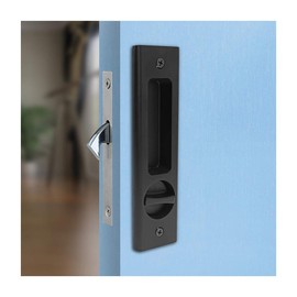 LWZH Sliding Door Mortice Lock Handle Invisible Recessed Handle Latch Interior Furniture Wooden Door Lock Electroplating Black 160 mm