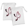 Ambesonne Wine Fabric Pouch Set of 2, Heart Shape Spilling