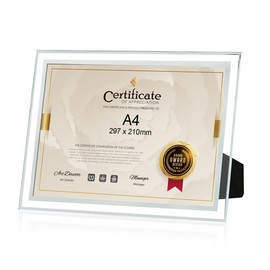 WeColor A4 Glass Photo Frame, Stylish, Poster, Appreciation Certificate, Award Frame, Gift, Stand Type