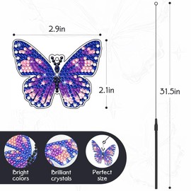 WALLFID 8 Pcs Diamond Art Butterfly Kit,Adult Diamond Art Set,Flower Pot Decoration Butterfly Stake,Diamond Art for Kids,with Crystal Pendant Can Be Used As A Bookmark,Gift for Craft Lovers