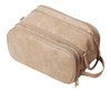 Premium Toiletry Travel Bag, Suede Leather, Multi-Compartment Dopp Kit with
