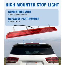 USTAR Rear Third Brake Light Stop Lamp Compatible with Kia Sorento 2016 2017 2018 2019 2020 High Mount 3rd Replace 92700C5000 92700-C5000