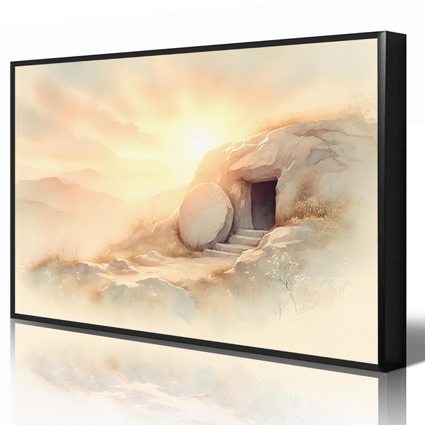 Mcanpst Christian He Is Risen Canvas Wall Art, Jesus Picture