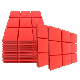 Acoustic Foam Panels 12 Pack 2" x 12"x 12" High Density Soundproofing for Wall Saiqiang Mushroom Sound Proof Foam Panels Noise Absorbing Blocker and Sound-Damping Studio Office Gaming Room (Red)