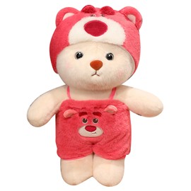 Cartoon Plush Toy Doll Transformation Children Soothing Doll Adorable Plush Stuffed Animal Soothing Sleeping Toy Strawberry Bear