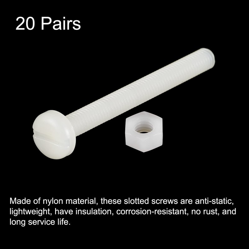sourcing map 20 Pairs Nylon Screw Nut Assortment M6 x