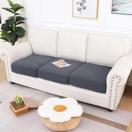 hyha - Fundas impermeables para cojín de sofá, resistentes al agua de doble capa, mantienen su lugar, lavables, tela jacquard gruesa, para 3 cojines, gris