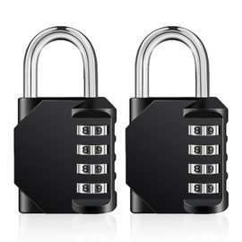 Padlock Combination Locks, Zhege Locks with Combination Code 4 Digit, Combination Lock for Gym, Weatherproof (2 Pieces, Black)