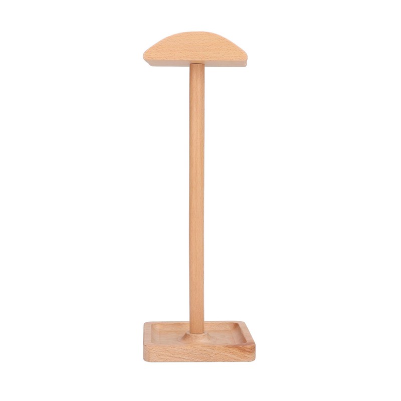 Wooden Headphone Holder Beech Headset Stand Desktop Display Shelf for