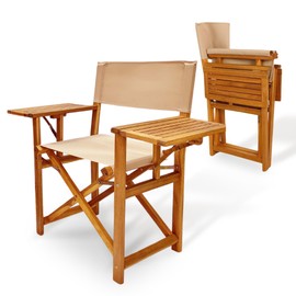 Outdoor Folding Directors Chair with Side Tables