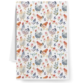 Niyorayna Funny Chicken Rooster Kitchen Towels for Home,Vintage Farmhouse Chicken Decor for Kitchen, Rooster Decoration Hand Towel for Bathroom,Fall Dish Tea Towel Gifts for Cock Mom Lady-2