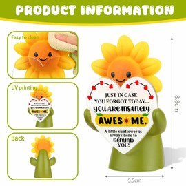 Pariveca Sunflower Encouragement Desk Decor, You are Awesome Affirmation Sunflower Figurine Gift for Coworker Teacher Nurse Friend, Thank You Appreciation Office Desk Reminder PF145