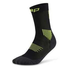 CEP - Short running socks with compression for men, Core 5.0 mid cut, optimal blood circulation, faster recovery and blister-free running, Black/Lime