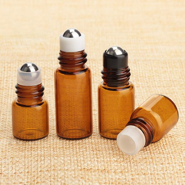 JAWSEU Pack of 6 5 ml Small Empty Glass Bottles Roll-On Refillable Brown Glass Bottle Cosmetic Dropper Bottles Essential Oil Bottles with Roller Ball for Cosmetics Container for Travel