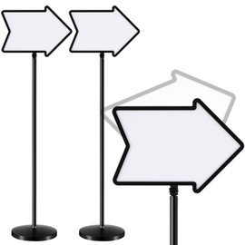 Lincia Dry Erase Board Arrow Sign Stand Adjustable Holder Floor Signs 11.7 x 16.5 Inch Dual Sided with Heavy Duty Pedestal for Indoor Outdoor Hotel School (2 Pack)