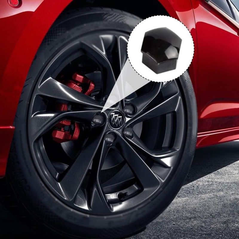 20 Pcs 17mm Wheel Nut Covers, Black Wheel Nut Caps