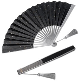 TISUR Men's Iron Fan, Foldable, Durable, High Quality, Metal, Fabric Fan, Japanese Style, Kimono, Kabuki Accessories, Japanese Souvenir, Taichi, Kung Fu Performance, Martial Arts Mai, Gift, Yukata