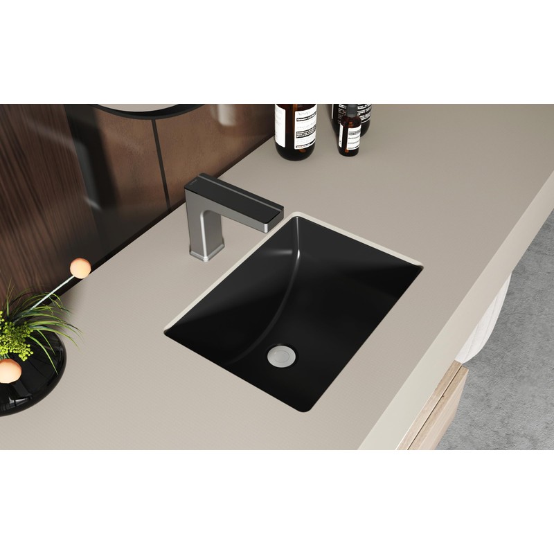 MEJE #202H -18 Inch Undermount Rectangle Bathroom Sink, Porcelain Ceramic