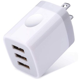 USB Charger, 3 Port AC Adapter, Outlet, 15W, Smartphone, Portable, Rapid Charging, Compact Charging Adapter, International Compatible, PSE Certified, Compatible with Devices such as Phone 15/15Pro,