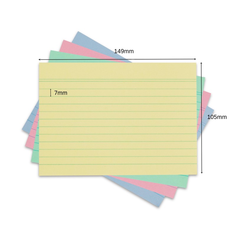Herlitz A6 Flash Cards, Lined Revision Cards, Assorted Colours, Pack