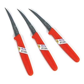 Pack 3 Kiwi Kom Kom Knife Fruit Carving Red Handle for Fruits and Vegetables Thai Carver Tool