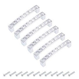 sourcing map Cabinet Pulls Drawer Handles 96mm Hole Centers Alloy Crystal with Screws 6Pcs
