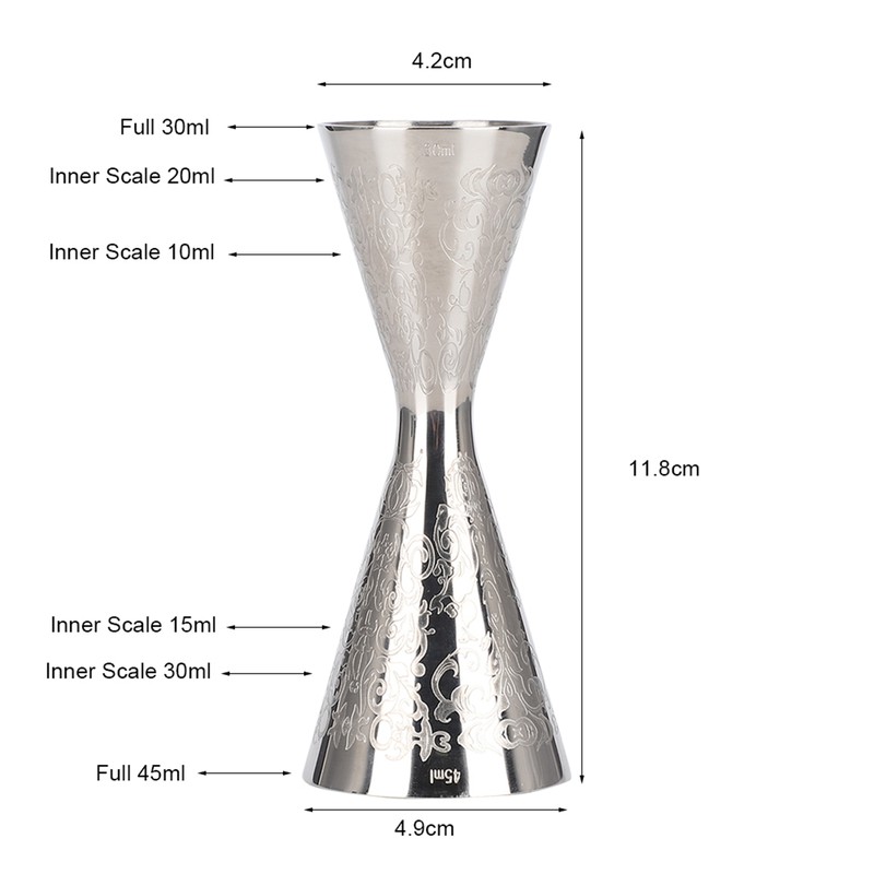 30ml 45ml Beautiful Stainless Steel Jigger with Scale Drink Wine