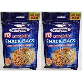 6 x 70 Resealable Food Snack Bags - Lunchboxes Picnics School
