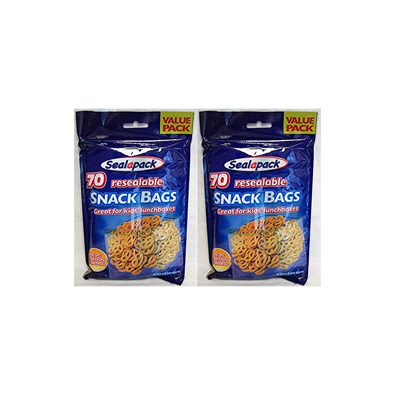 6 x 70 Resealable Food Snack Bags - Lunchboxes Picnics