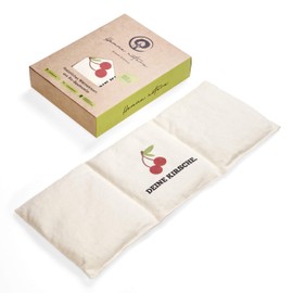 Hemma Nature Organic Cherry Stone Pillow Made of Cotton 50 x 20 cm - Heat Cushion Fair & Sustainable - Neck Pillow - Heating Pad for Babies, Children and Adults - Grain Pillow with Hot Water Bottle
